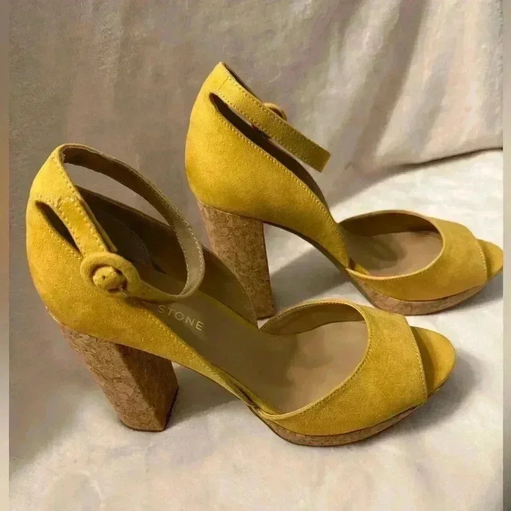 Sun + Stone Reeta Yellow Platform shoes adjustable ankle straps NIB Size 9M